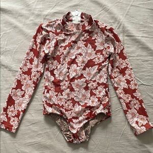 Acacia Swimwear Kids Ehukai Red and White Floral Swimsuit